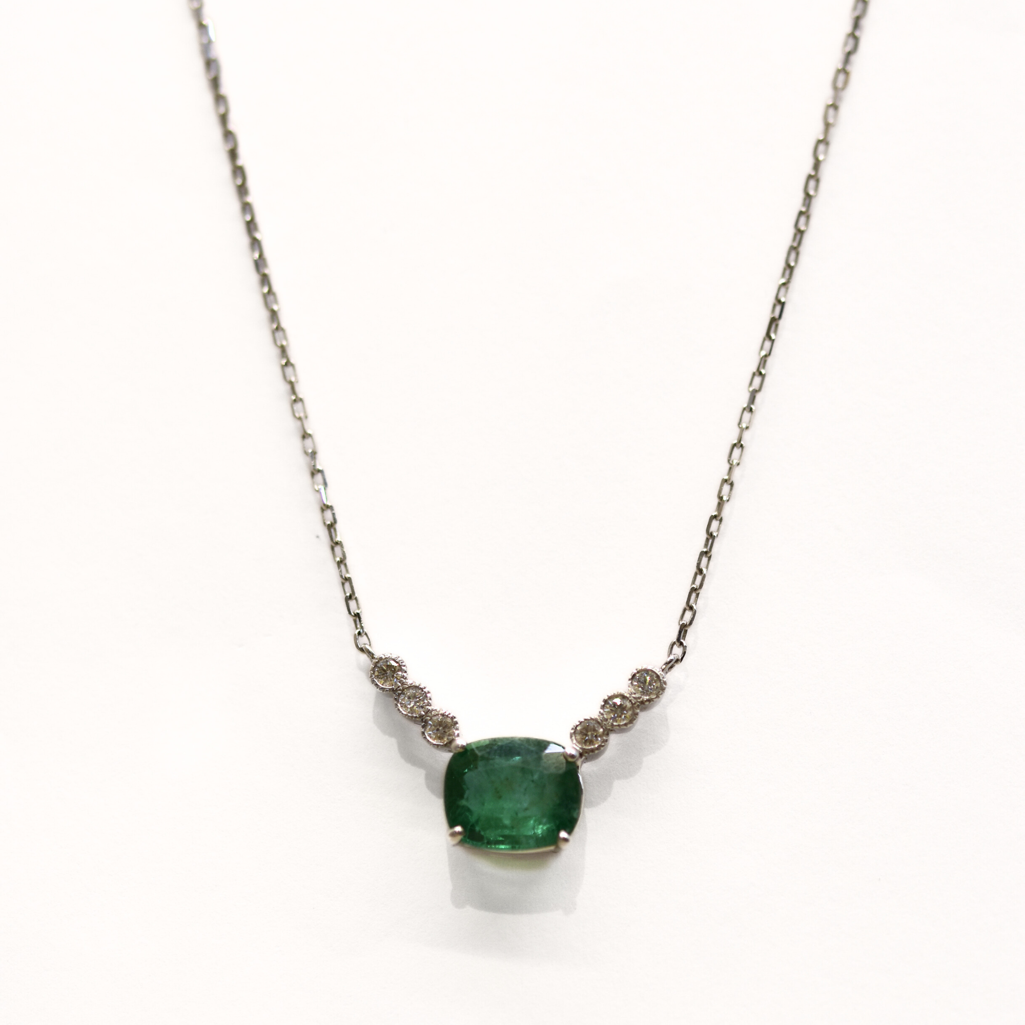 Picture of Natural Emerald & Diamond Necklace